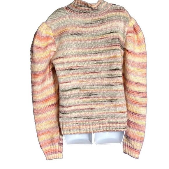 H by Halston Women's Puff Sleeve Sweater Mock Neck Spacedye Pink Size Large NWT - Picture 2 of 9